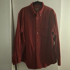 St. John's Bay Men's Deep Red Casual Button Down Long Sleeve Courdory Shirt
